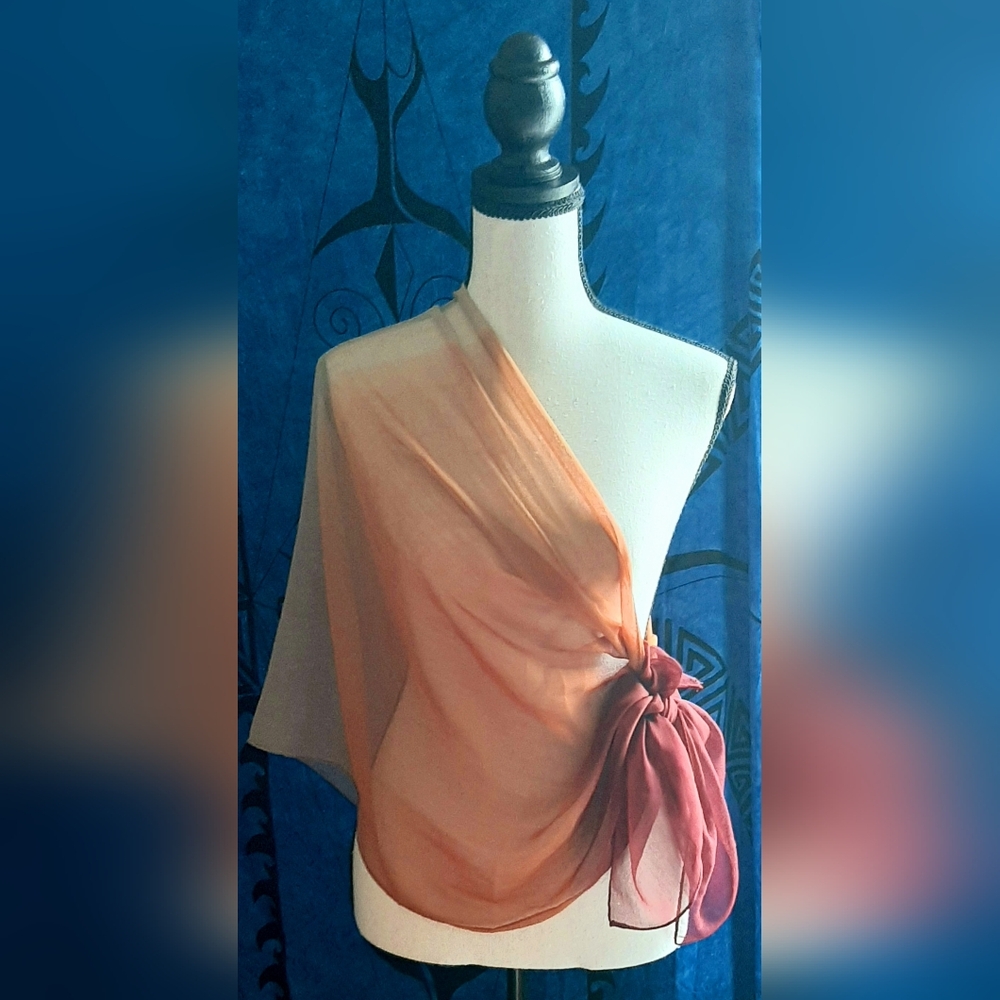Elegant Sheer Wrap in Peach and Pink